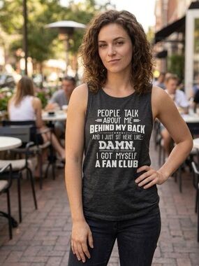 Charcoal Funny Quote Graphic Tank Top Sarcastic Sleeveless Tee Size Small